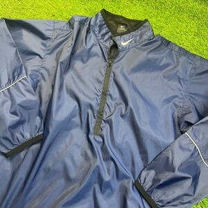 Nike Blue Windbreaker Jacket M 1/2 Zip Reflective Swoosh Pullover Mesh Lined